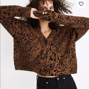 NEW Madewell Tigerized Ribbed Cardigan Sweater